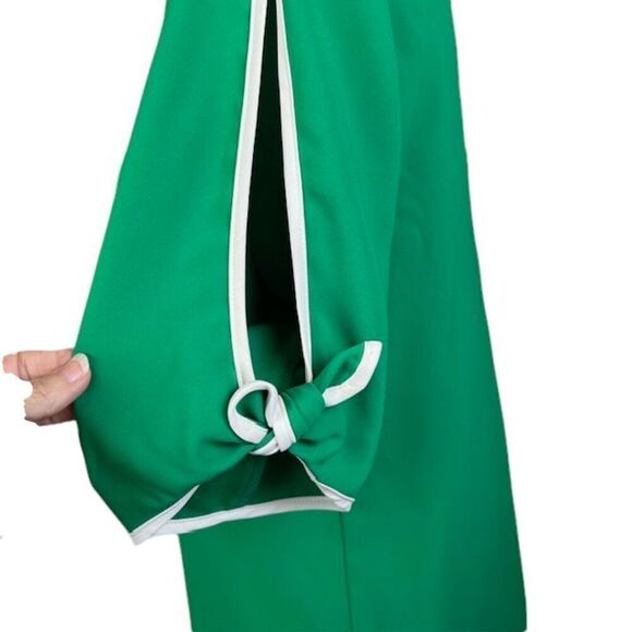 Amanda Uprichard Green Dress White Piping Open Sleeve and Back Size Small - Picture 5 of 10